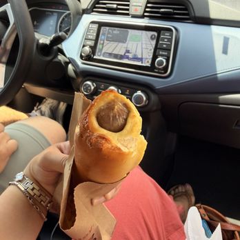 Gus' Pretzels - Top of the bratwurst dog before it was devoured - Pretzels Near Me - Saint Louis, Missouri