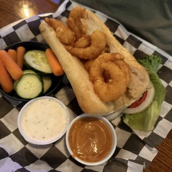 Bridges Waterside Grille - Shrimp Po'Boy - American Near Me - Michigan City, Indiana Bridges Waterside Grille - Shrimp Po'Boy - American Near Me - Michigan City, Indiana
