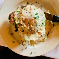 HOBNOB - My wife's stuffed pork chop was also massive, at $28.