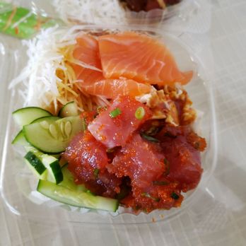 Aloha Cones - Poke bowl with wasabi masago poke and salmon sashimi. - Sushi Bars Near Me - Honolulu, Hawaii Aloha Cones - Poke bowl with wasabi masago poke and salmon sashimi. - Sushi Bars Near Me - Honolulu, Hawaii