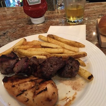 Jimmys Steer House - Grilled teriyaki chicken breast and steak tips with fries - Steakhouses Near Me - Saugus, Massachusetts