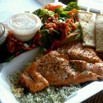 Mediterranean Cafe - Salmon plate - Greek Near Me - San Diego, California Mediterranean Cafe - Salmon plate - Greek Near Me - San Diego, California