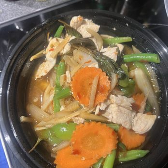 Bangkok Thai - Sweet basil chicken that had maybe two ounces of chicken. - Thai Near Me - Glendale, Arizona Bangkok Thai - Sweet basil chicken that had maybe two ounces of chicken. - Thai Near Me - Glendale, Arizona