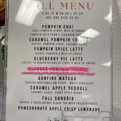 La Tea Da on Beale - Fall menu