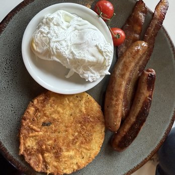 The Conservatory - Love the pouch eggs yummy hash browns with sausage and bacon - New American Near Me - Half Moon Bay, California