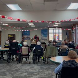 Good Neighbor Society - Church service in rec room at Good Neighbor