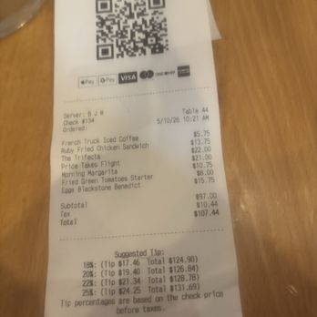 Ruby Slipper Central Business District - Receipt - Breakfast & Brunch Near Me - New Orleans, Louisiana