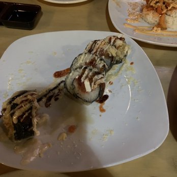 Bonzai Japanese Steakhouse - Blackened Dragon Roll. It didn't taste right but when hungry, you eat. - Japanese Near Me - Abilene, Texas