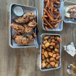 Tenders, hot tots and sweet potato fries