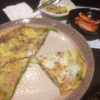 Kimchi House - Seafood pancake is a healthy serving and filling. - Korean Near Me - Toronto, Ontario