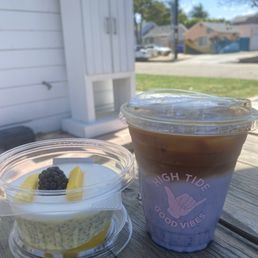 Mango chia seed pudding & honey lavender latte Mango chia seed pudding & honey lavender latte