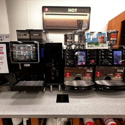 Speedway - These provide freshly ground coffees. Latte, hot chocolate, and expresso drinks, light, medium, dark coffee, and ice coffee provided.