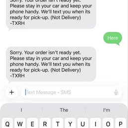 Shows my food was not ready at 5:40 when it was supposed to be ready at 5:30