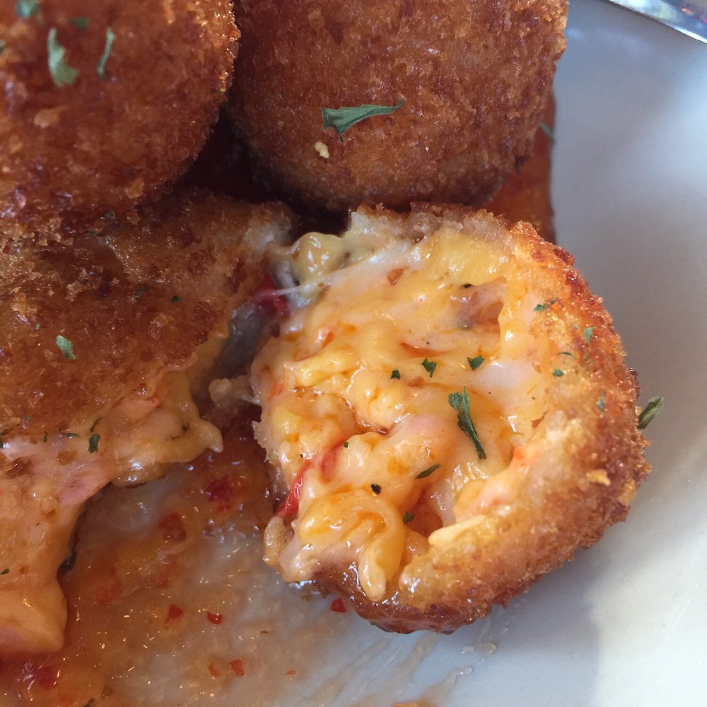 Jim Shaw's Restaurant - Fried pimento cheese on a bed of pepper jelly----would've been better served hot. - Seafood Near Me - Macon, Georgia Jim Shaw's Restaurant - Fried pimento cheese on a bed of pepper jelly----would've been better served hot. - Seafood Near Me - Macon, Georgia