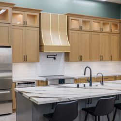 Big kitchen. Bigger dreams.This custom kitchen in our showroom features a huge island and custom cabinets. Designed for real life.