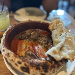 Esh Mediterranean - Like meatballs but made of lamb in a sauce with onions and peppers