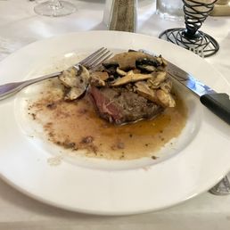 Steak with wild mushroom reduction. Steak with wild mushroom reduction.