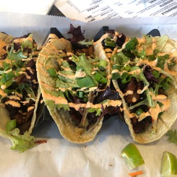 Seoul Taco - 3 Tacos $9. Alright 3/5. I chose spicy pork (not spicy). They taste better without the lime - Korean Near Me - Chicago, Illinois Seoul Taco - 3 Tacos $9. Alright 3/5. I chose spicy pork (not spicy). They taste better without the lime - Korean Near Me - Chicago, Illinois