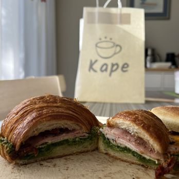 Kape Roasters - Turkey mortadella pesto croissant - crazy good and fresh pesto - Coffee Roasteries Near Me - Laguna Niguel, California