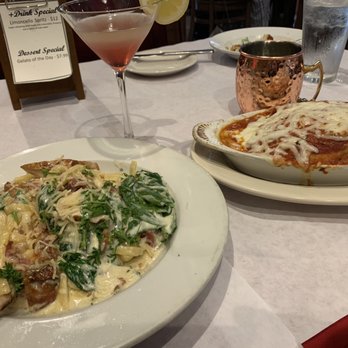 Tony And Luigis - Moscow mule with limoncello and lasagna. Spinach and chicken fettuccine with raspberry lemon drop. - Italian Near Me - Georgetown, Texas Tony And Luigis - Moscow mule with limoncello and lasagna. Spinach and chicken fettuccine with raspberry lemon drop. - Italian Near Me - Georgetown, Texas