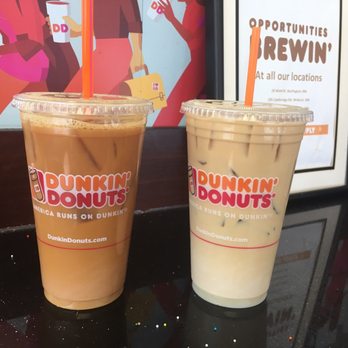 Dunkin' -  two drinks on a table - Donuts Near Me - Woburn, Massachusetts