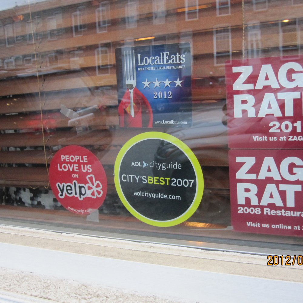 Samos Restaurant - Caught a Yelp sticker on the window with the Zagat ratings. - Greek Near Me - Baltimore, Maryland Samos Restaurant - Caught a Yelp sticker on the window with the Zagat ratings. - Greek Near Me - Baltimore, Maryland