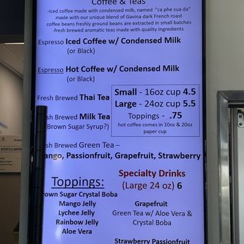 Banh Mi My Tho - menu for drinks - Vietnamese Near Me - Rosemead, California