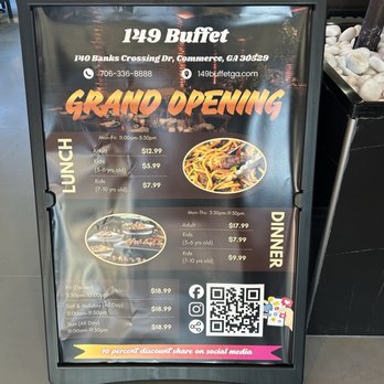 149 Buffet - Menu - Buffets Near Me - Commerce, Georgia
