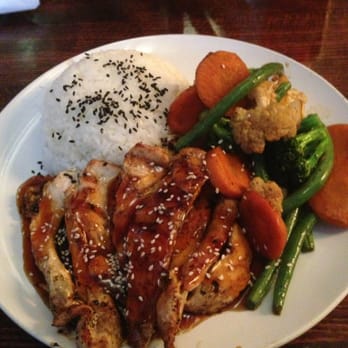 Whiskey Bar Kitchen - Teriyaki chicken with steamed vegetables and white rice - Pubs Near Me - Augusta, Georgia Whiskey Bar Kitchen - Teriyaki chicken with steamed vegetables and white rice - Pubs Near Me - Augusta, Georgia