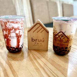 Bruu Cafe - Strawberry Boba and Brown Sugar Milk Boba Drink