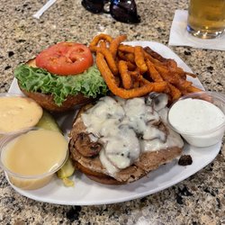 Creek Grill - Turkey mushroom and Swiss burger