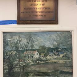 Newtown High School - Plaque honoring WW2 sacrifices.