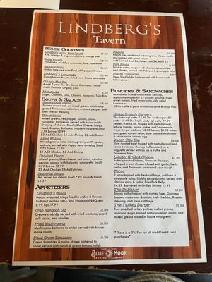 Menu photo 1 Lindberg's Tavern Springfield, MO