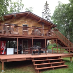 Alaska Serenity Fishing Lodge - Huge decks outside every unit with comfy furniture, BBQ's and flowers!
