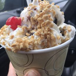 Brownie sundae.  They put the nuts on top of the whipped cream.