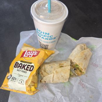 Tropical Smoothie Cafe - Jerk chicken wrap w/chia banana smoothie! - Juice Bars & Smoothies Near Me - West Palm Beach, Florida Tropical Smoothie Cafe - Jerk chicken wrap w/chia banana smoothie! - Juice Bars & Smoothies Near Me - West Palm Beach, Florida