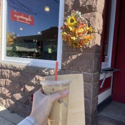 Lingonberry's Pastry & Coffee Shop - Spinach Feta Croissant and a French Toast Latte