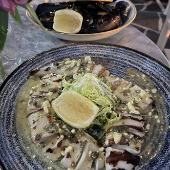 Ouzo Bay - Charred calamari and Ouzo Blue Mussels - Greek Near Me - Baltimore, Maryland