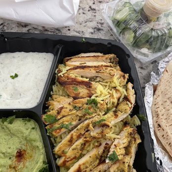 Pita Island - Chicken Schwarma Platter, subbed in green hummus - Mediterranean Near Me - Gilbert, Arizona