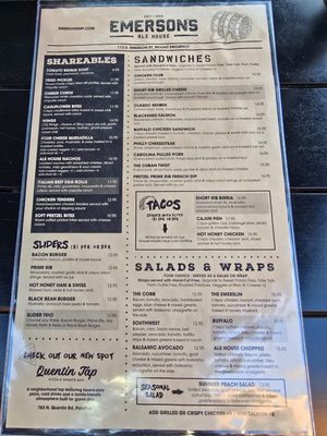 Menu photo 2 Emerson's Ale House Mount Prospect, IL