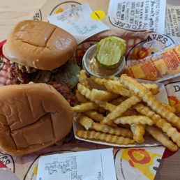 Two slider meal, one medium and one hot. Two slider meal, one medium and one hot.