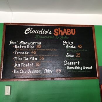 Claudio’s Shabu - Menu 2019 - Middle Eastern Near Me - Malay, AKL