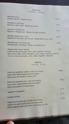Menu photo 8 Poules Moules Bruges, VWV Menu photo 8 Poules Moules Bruges, VWV
