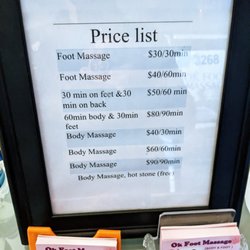 OK Foot Massage - Menu