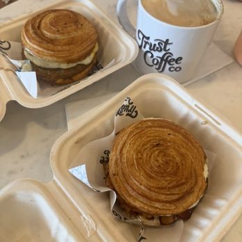 Trust Coffee - "Goodmorning" breakfast sandwich on a croissant. - Coffee & Tea Near Me - Bay Village, Ohio Trust Coffee - "Goodmorning" breakfast sandwich on a croissant. - Coffee & Tea Near Me - Bay Village, Ohio