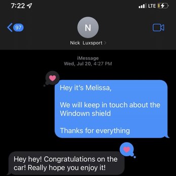 LuxSport Motor Group - Messages between me Lance Yudkin and his salesperson/assistant Nick - Car Dealers Near Me - Roslyn, New York