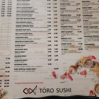 Toro sushi - Menue - Sushi Bars Near Me - Henderson, Nevada Toro sushi - Menue - Sushi Bars Near Me - Henderson, Nevada