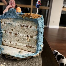 Lil Something Sweet - White chocolate frosting with caramel and a hint of cinnamon- custom bday request but literally the best cake I have ever eaten