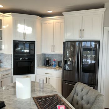 The Beach Painter - This customer wanted the cabinets painted. She put in marble counter tops. - Painters Near Me The Beach Painter - This customer wanted the cabinets painted. She put in marble counter tops. - Painters Near Me