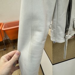 Tide Cleaners - The brown line going down the jacket arm was not there when I dropped it off.